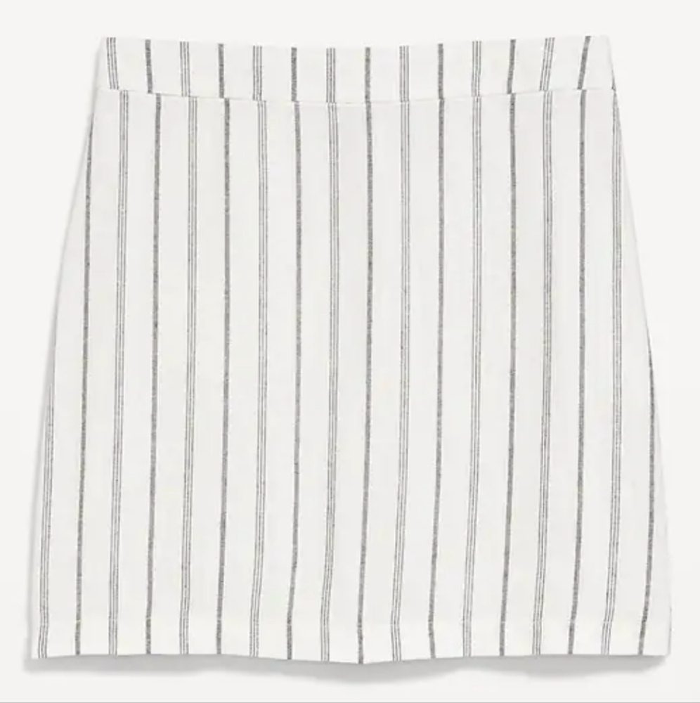 Old Navy High Waisted Linen Blend Mini Skirt Black/White